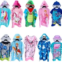 beach towel child unicorn dinosaur bath poncho for surfing microfiber quick drying hooded kids gym sports swimming robe towels