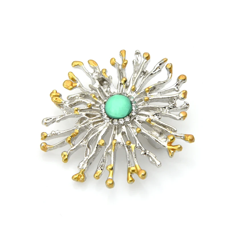 

Wuli&baby Green Stone Sun Brooches Women Retro Rhinestone Flower Banquet Weddings Brooch Pins New Year Gifts