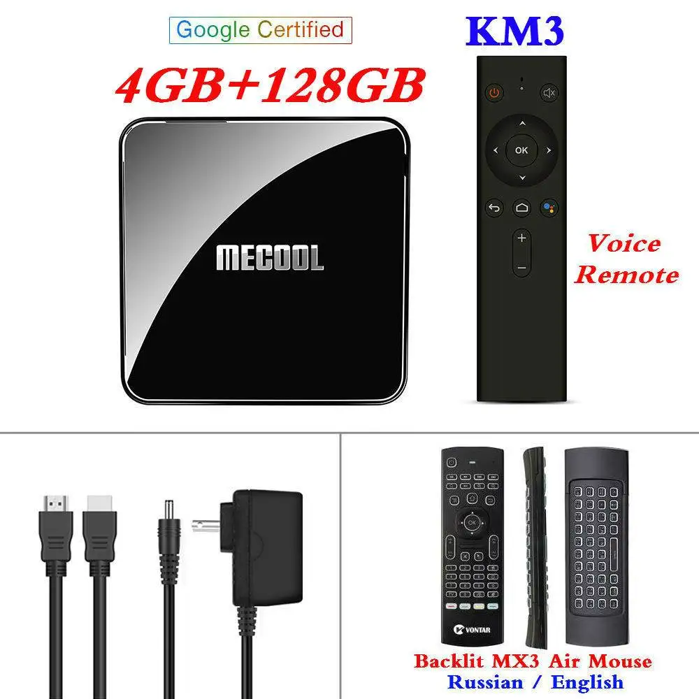 Google Сертифицированный Android tv 9,0 MECOOL KM3 tv Box Android 9,0 4 Гб ОЗУ 64 Гб ПЗУ 128 ГБ Amlogic S905X2 4K 5G Wifi KM9 PRO A tv 2G16G - Цвет: KM3 4G128G MX3