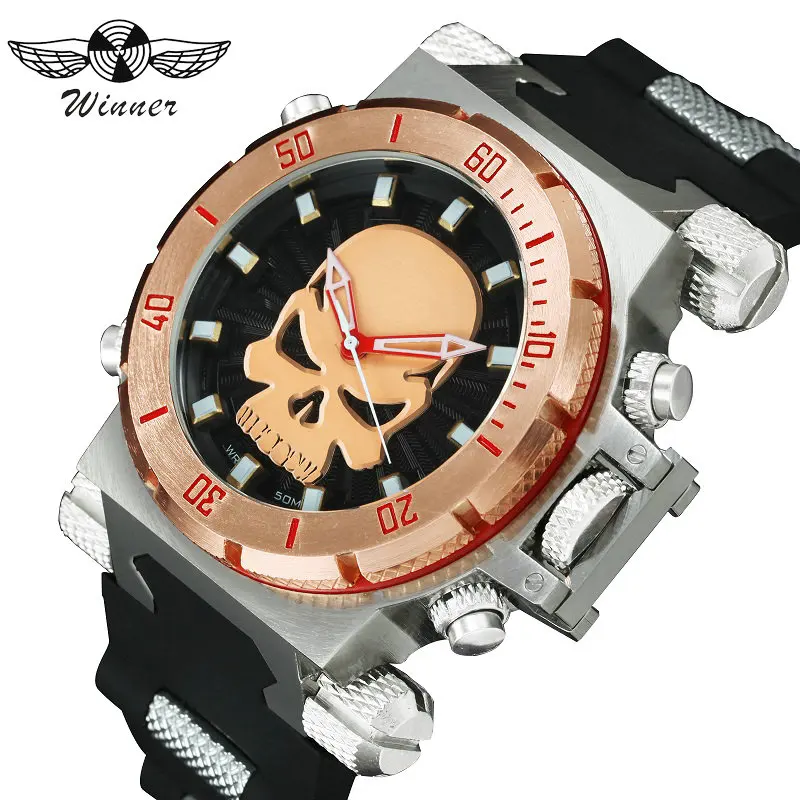Часы наручные WINNER Мужские кварцевые в стиле хип-хоп спортивные брендовые