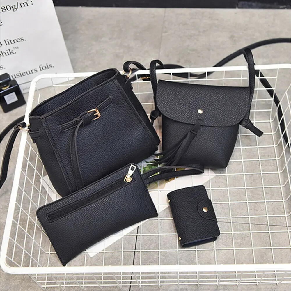 Новинка 2020 Лидер продаж 4 шт./компл. Женская Роскошная Кожаная однотонная сумка на