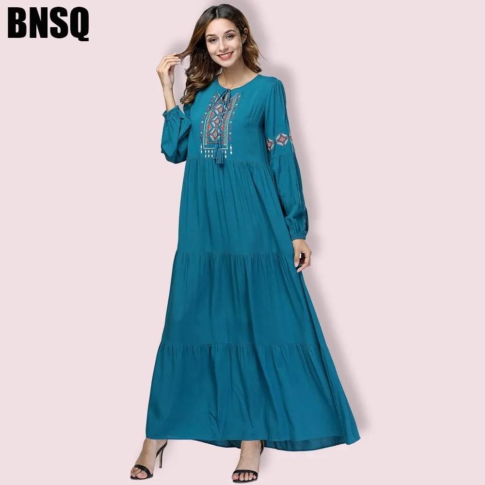 BNSQ плюс размер abaya мусульманское длинное платье для девочки без хиджаба