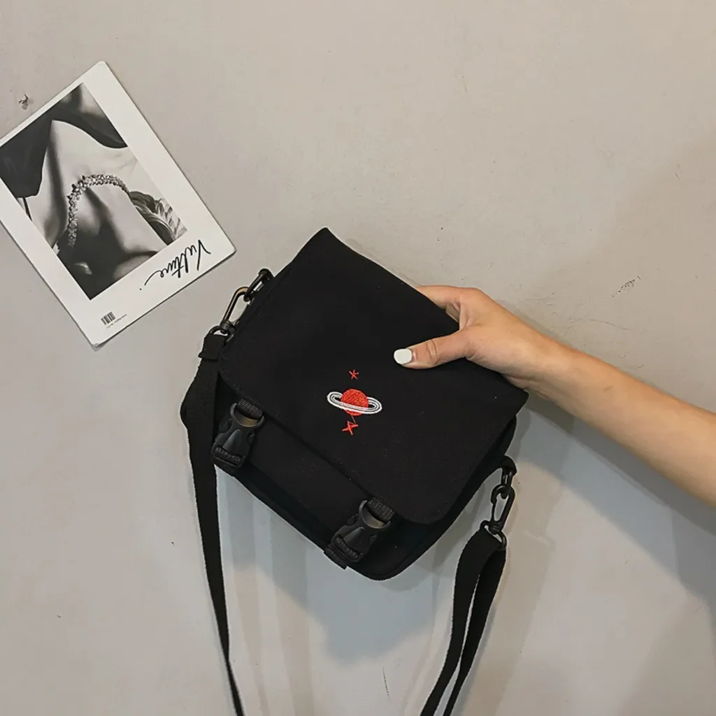 

Women’s Canvas Handbag 2019 New Style Cute Embroidered WOMEN'S Cross-body Bag Korean Versatile Shoulder Small Cloth Bag #45