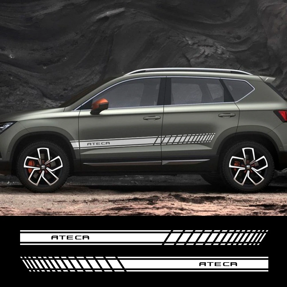 2 шт. полосы для боковой юбки автомобильной двери Seat Ateca спортивные наклейки
