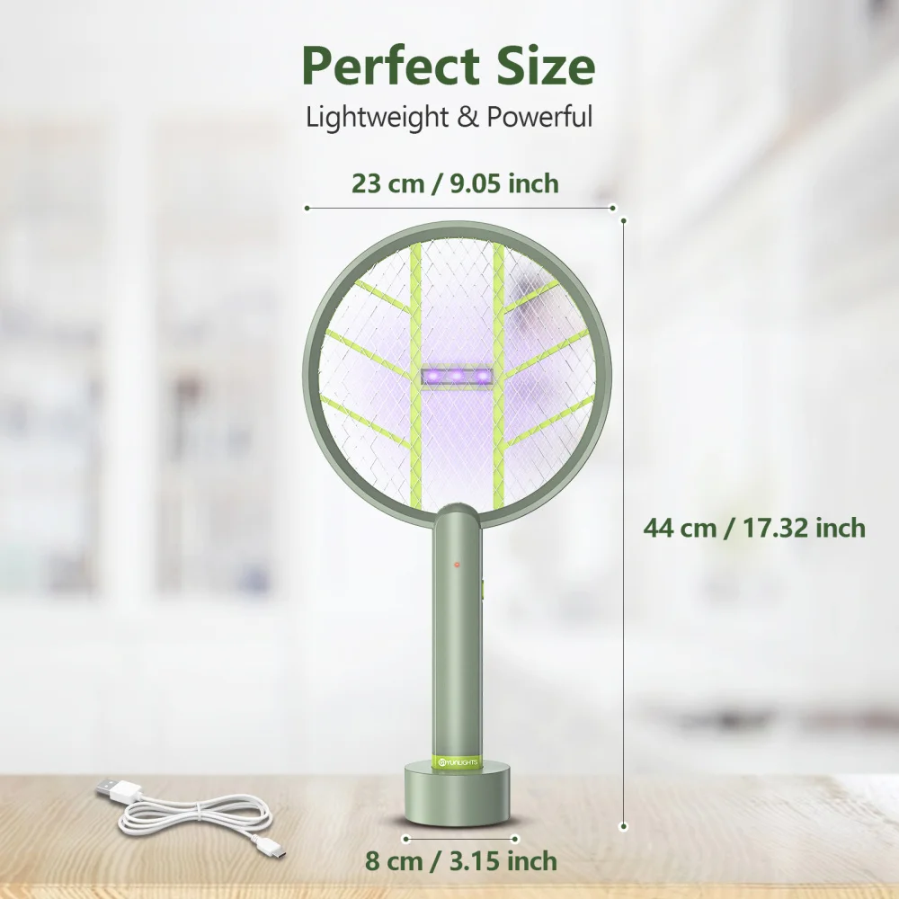 

2pcs Electric Mosquito Swatters 3-in-1 Fly Killer 1600mAh Bug Zapper Racket 3500V Dual Function Mosquito Swatter & Mos