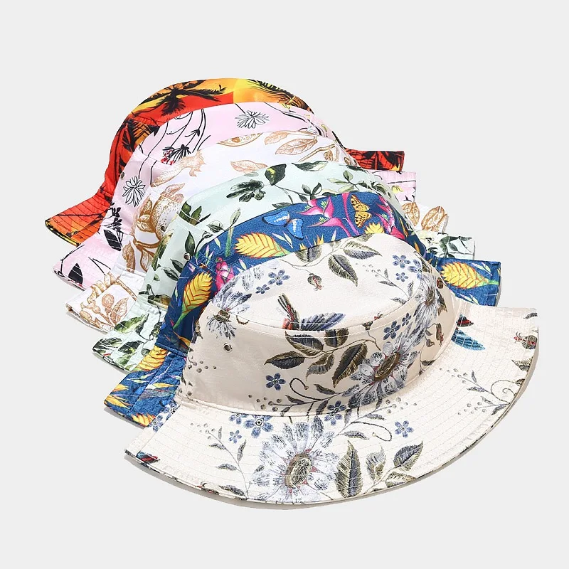 Панама из 2021 хлопка с принтом шляпа рыбака уличная дорожная солнцезащитные кепки