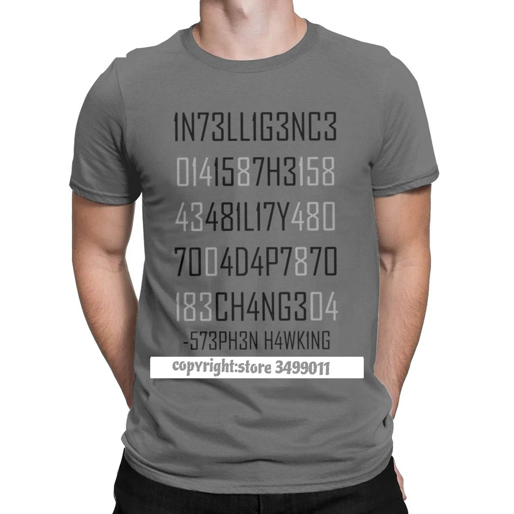 

Men T-Shirt Adapt Or Die Encoded Cotton Tees Fitness Stephen Hawking Intelligence Physics Adapt To Change T Shirt