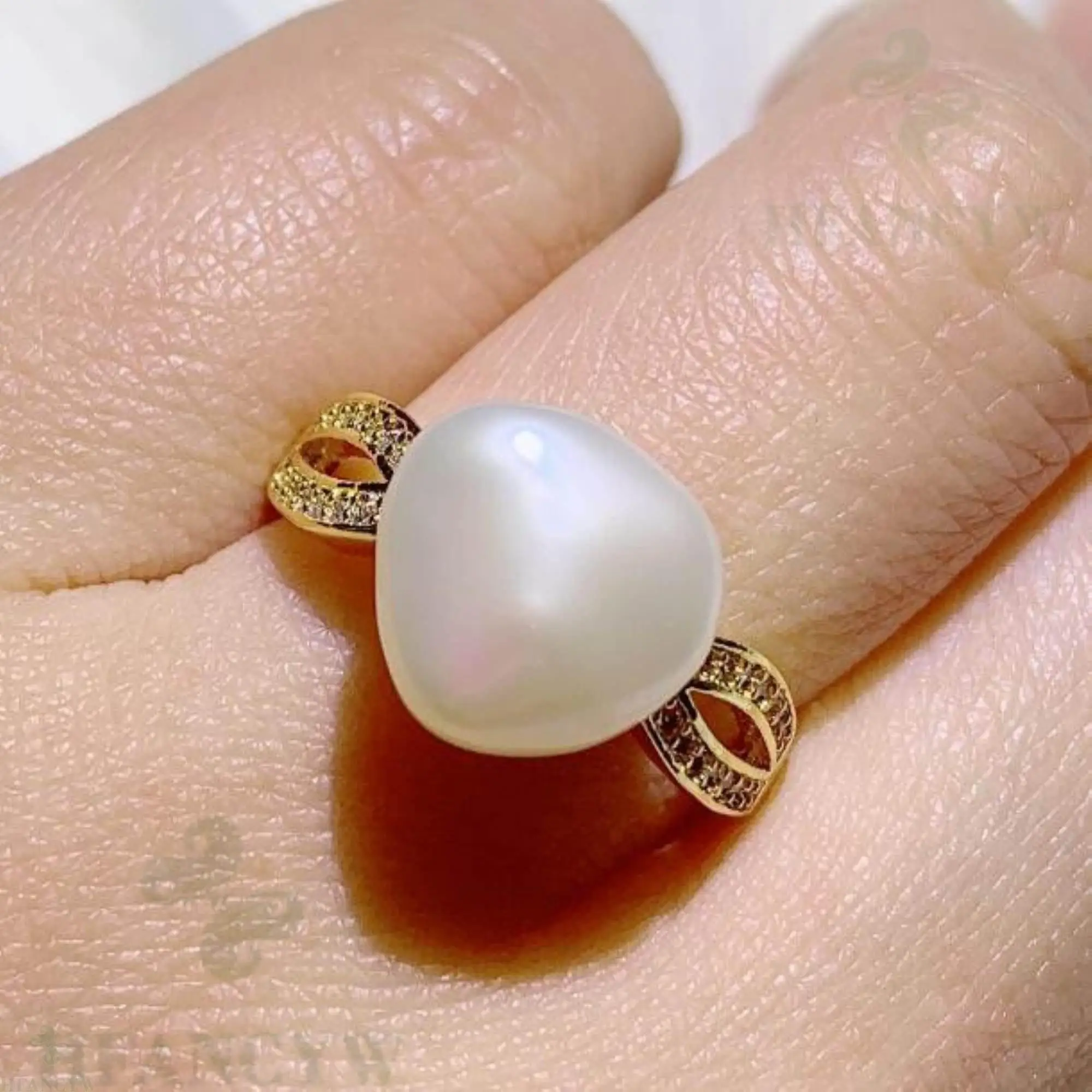 11 12 мм белый барочный жемчуг открытое регулируемое циркониевое кольцо Роскошный