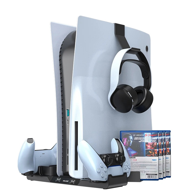 For PS5 Vertical Cooling Fan Stand With 2 Hook 4 Adapter Dual Controller Charger Charging Station SONY Playstation 5 | Электроника