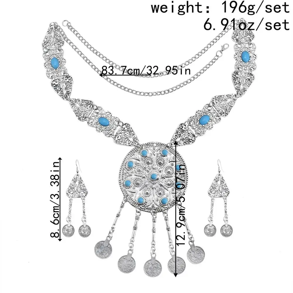 Женский винтажный комплект украшений в стиле бохо ожерелья браслеты и серьги с