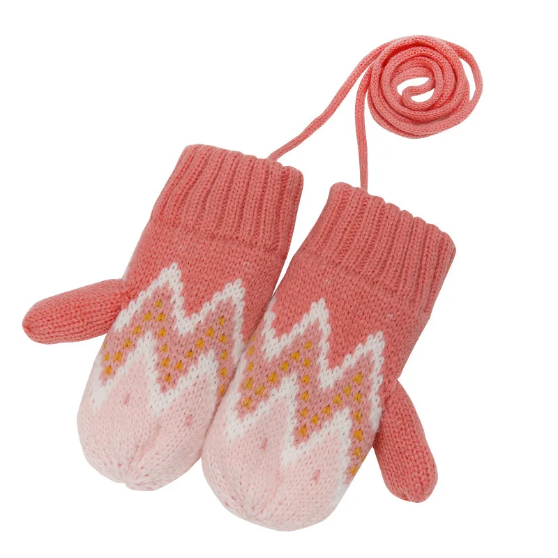 Only gloves Зимний детский шарф, шапка и наборы с перчатками, детская шапка со снежинками и шарфом из мультфильма, теплые бархатные шапочки - Цвет: Only gloves