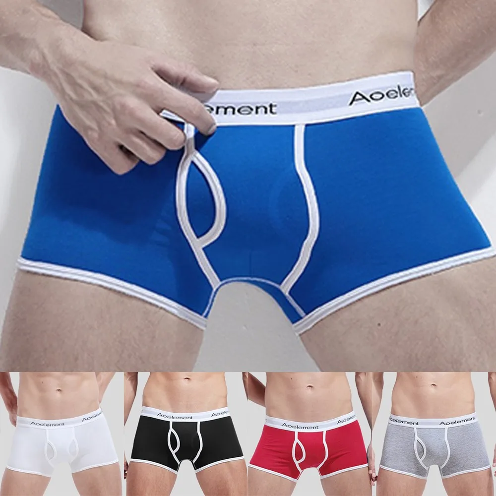 

Men Cotton Underpants Breathable Knickers Briefs Sexy Underwear Boxers Shorts Front Open Hole Design Hot Sale Mens Boxershorts