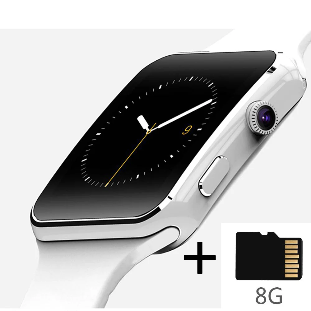 White add 8G Bluetooth Смарт часы X6 Спорт Шагомер Smartwatch с камерой поддержка sim-карты Whatsapp Facebook для телефона Android - Цвет: White add 8G