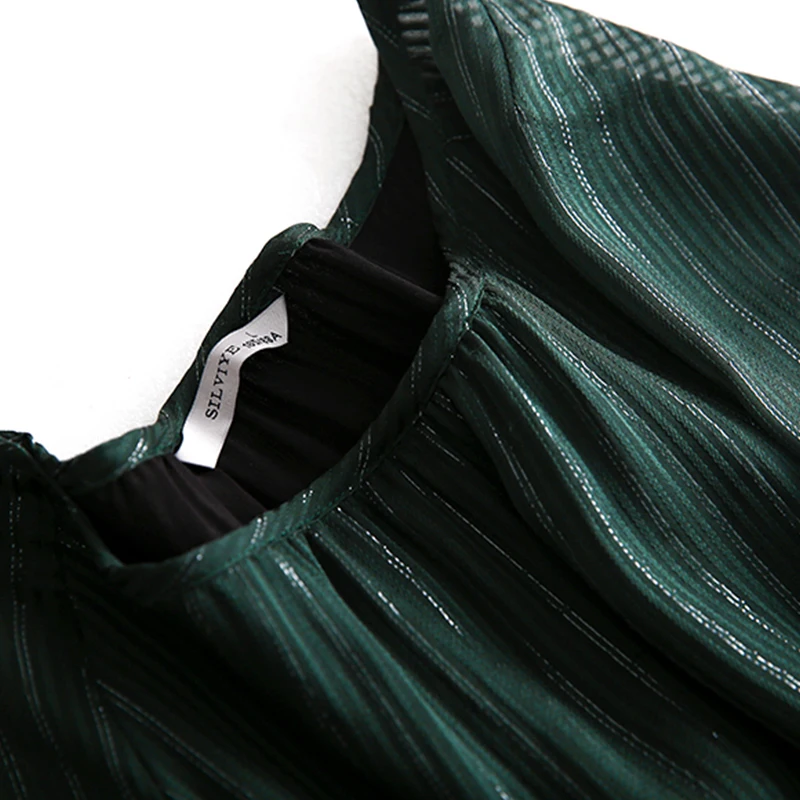 Женское шелковое платье SuyaDream офисное до колена с принтом звезд и круглым