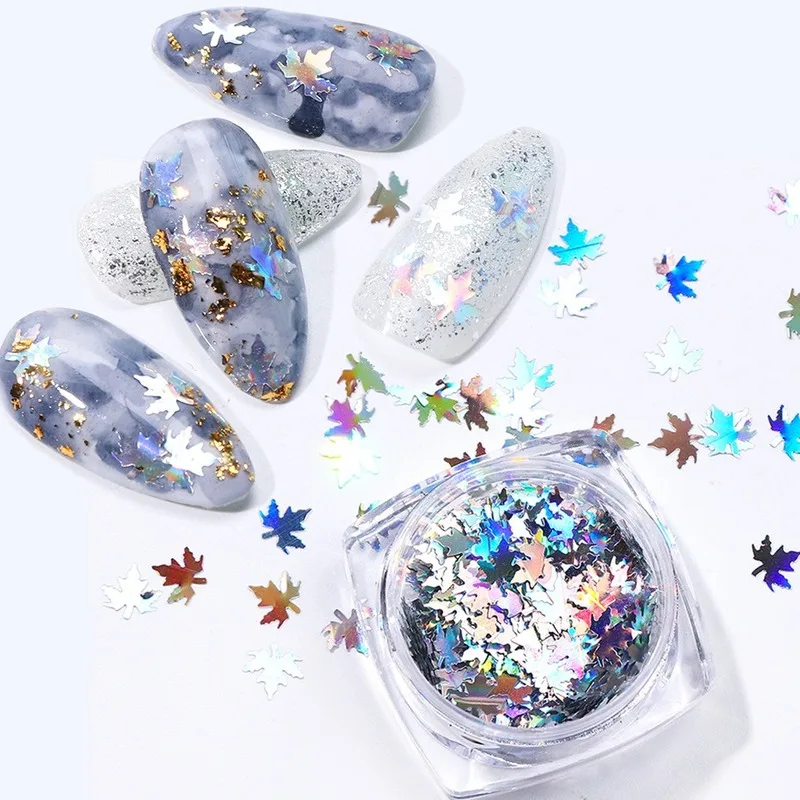 

1 Pc Butterfly Maple Leaf Nail Art Sequins Holographic Nail Glitter Flakes Laser Fall Leaves Autumn Nail Art Decoration