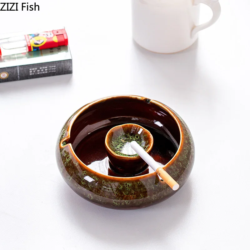 

Modern Ceramic Ashtray Creative Windproof Large Bedroom Living Room Home Crystals Glass Ashtray Large Capacity For