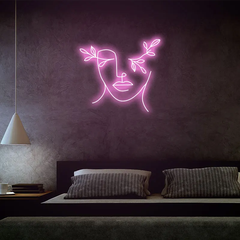 

"Half Face" Neon Sign Custom Led Light Neon Art Room Wall Decoration Party Wedding Decor