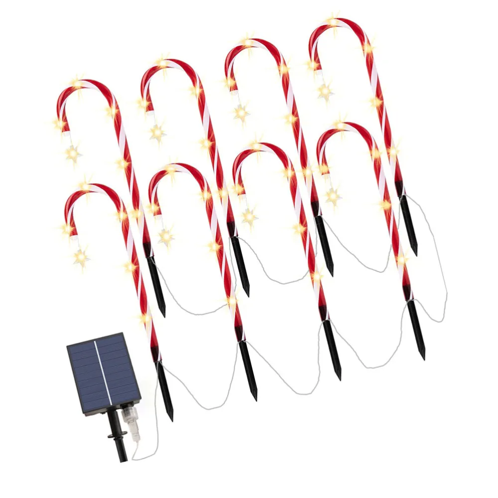 

1 Set Solar Energy Star Crutch Lamp Outdoor LED Candy Bar Light Xmas Lawn Lamp