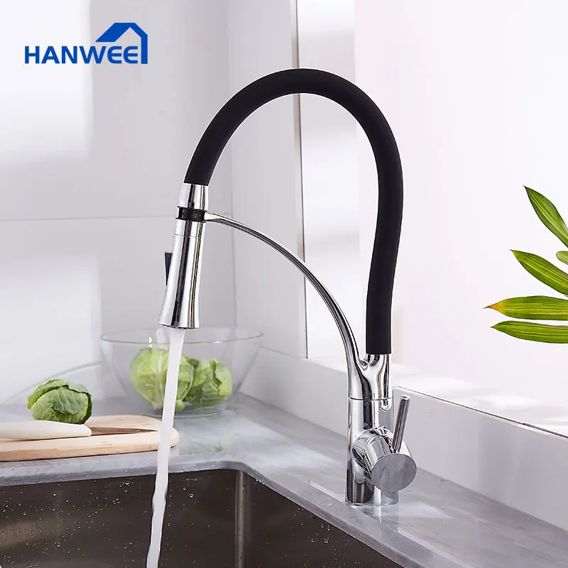 Смеситель для кухонной мойки СВЕТОДИОДНЫЙ ПОВОРОТНЫЙ черный хром крепление на