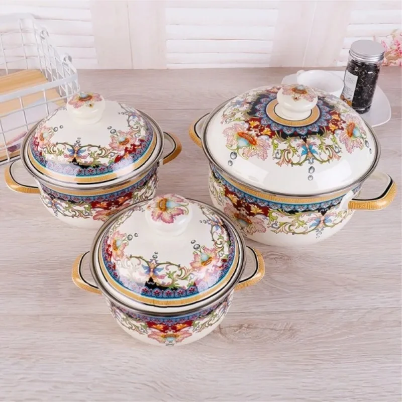 

Enamel Enamel Pot Stock Pot Treasure Stock Pot Pan Gas Stove General Pot Cooking Pot Cooking Pot Stock Pot Cookware Set Hot Pot