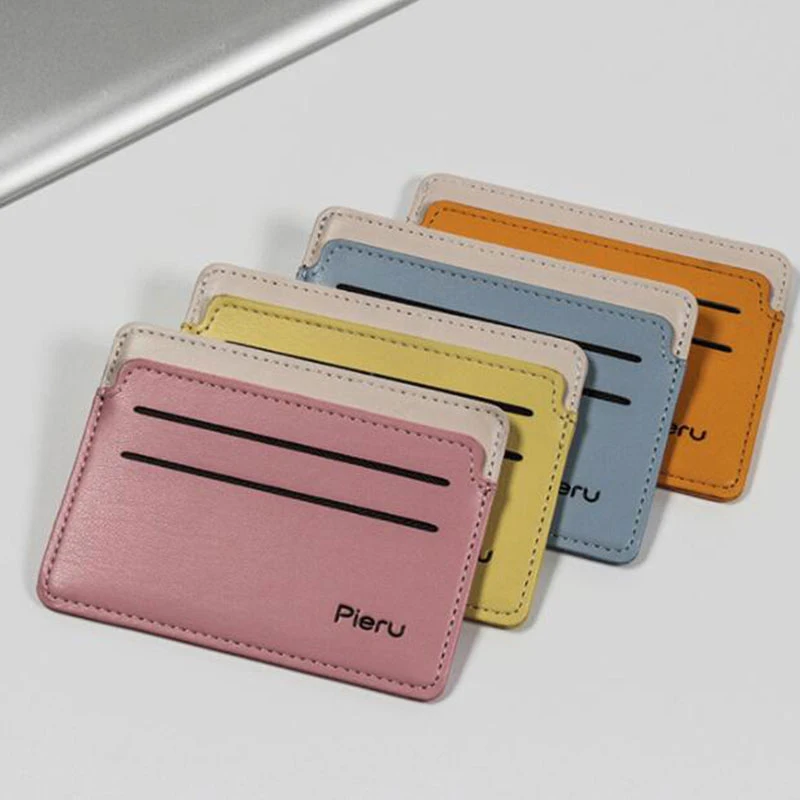 

1Pc Pu Leather ID Card Holder Women Men Business Simple Card Cover Candy Color Slim Bank Credit Multi Slot Card Case Wallet