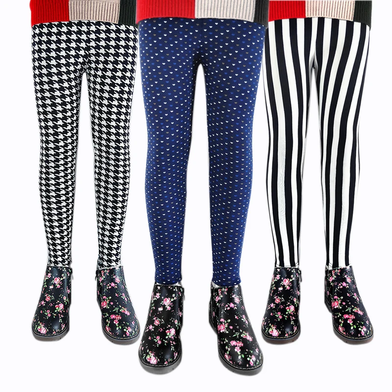 Children Girls Leggings Autumn Winter Thick Print Flower Leopard Kids Girl Pants Baby Clothes
