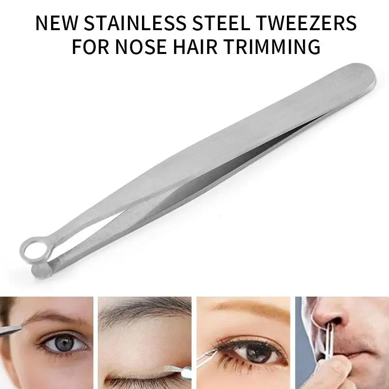 

Universal Nose Hair Trimming Tweezers Stainless Steel Eyebrow Nose Hair Cut Manicure Facial Trimming Makeup Scissors Tool
