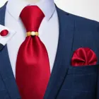 Роскошные красные мужские галстуки 8 см, модные деловые галстуки, Искусственные Карманные Квадратные запонки, галстук, кольцо DiBanGu
