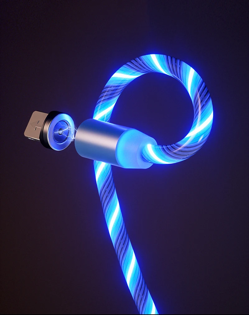 Магнитный кабель USB Lightning/Type C/Micro светящийся 1м в ассортименте.|Кабели для