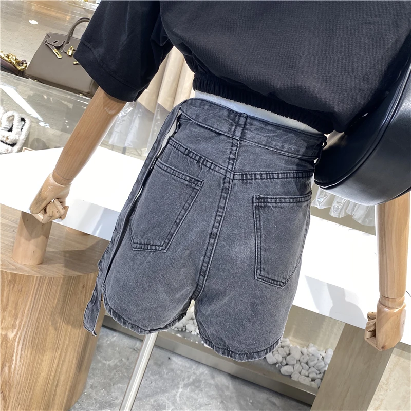 

2021 New Personalized Fashion Irregular High Waist Jeans Skirt Big Pocket Design Joker Slim Fried Street Shorts Trousers