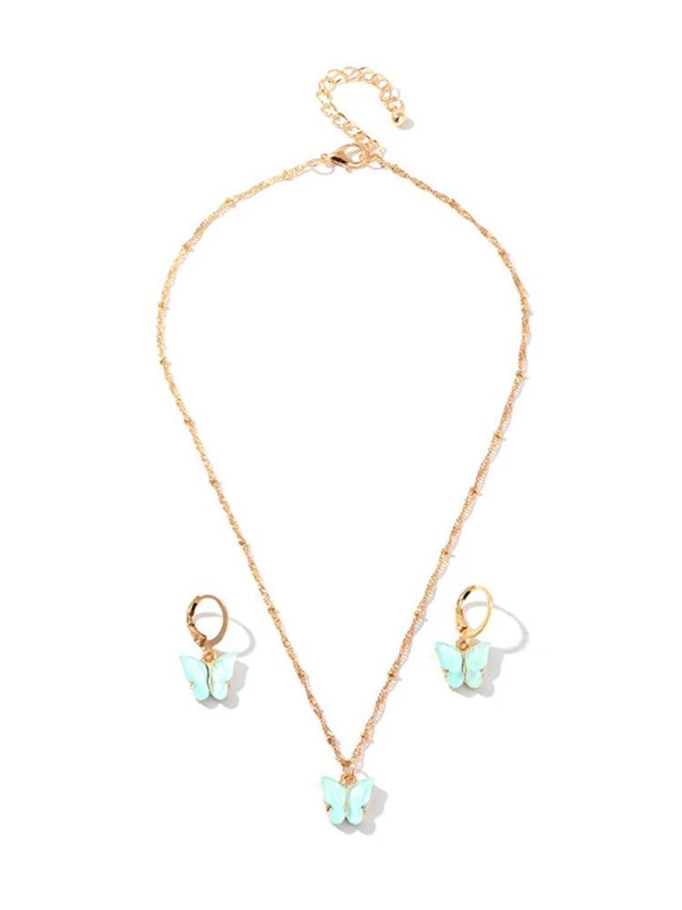 Новый 2021 натуральный камень смола бабочка комплект ювелирных изделий вставки