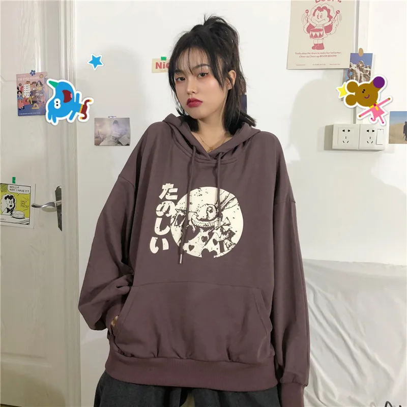 

Cotton Autumn Winter Oversized Hoodie 2021 New Long Sleeve Sweatshirt Women Loose Korean Harajuku Bf Thin Hooded Women