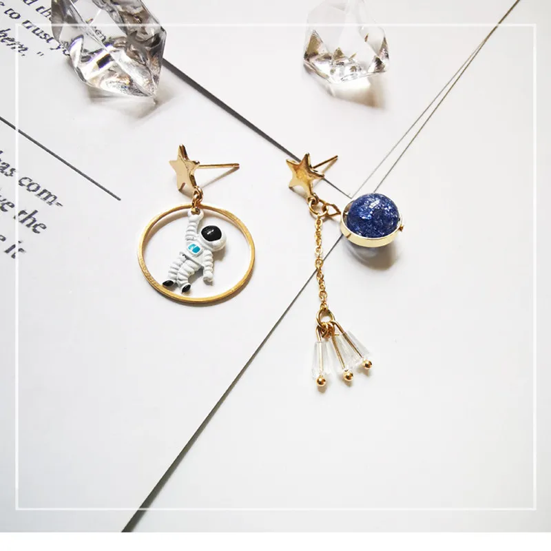 Новинка асимметричные серьги с пентаграммой 2019 корейские космические