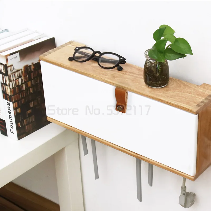 Продажа Коробка для хранения роутера, настенное крепление без отверстий, коробка для хранения проводов из массива дерева для гостиной, розетка для ...