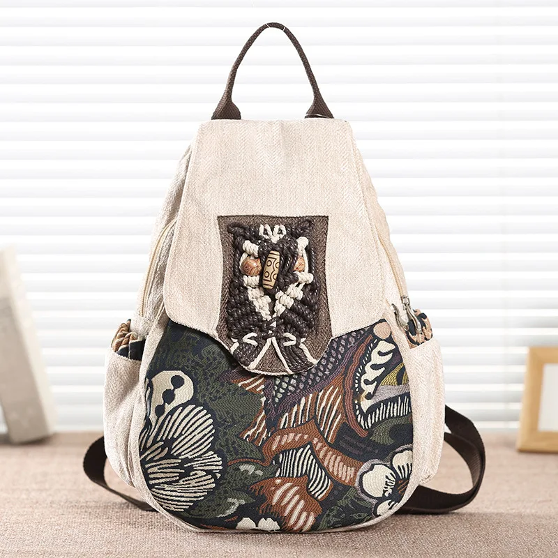 

Повседневный льняной женский рюкзак в китайском стиле, винтажная художественная Холщовая Сумка на плечо с цветочным принтом в стиле ретро