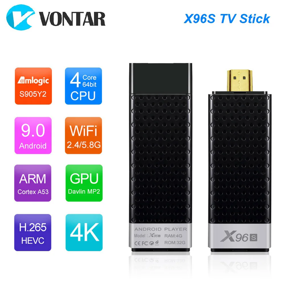 X96S ТВ палка для Android 9 0 коробка X96 Amlogic S905Y2 4 Гб Оперативная память 32GB 5G Wi Fi BT 2 ключ