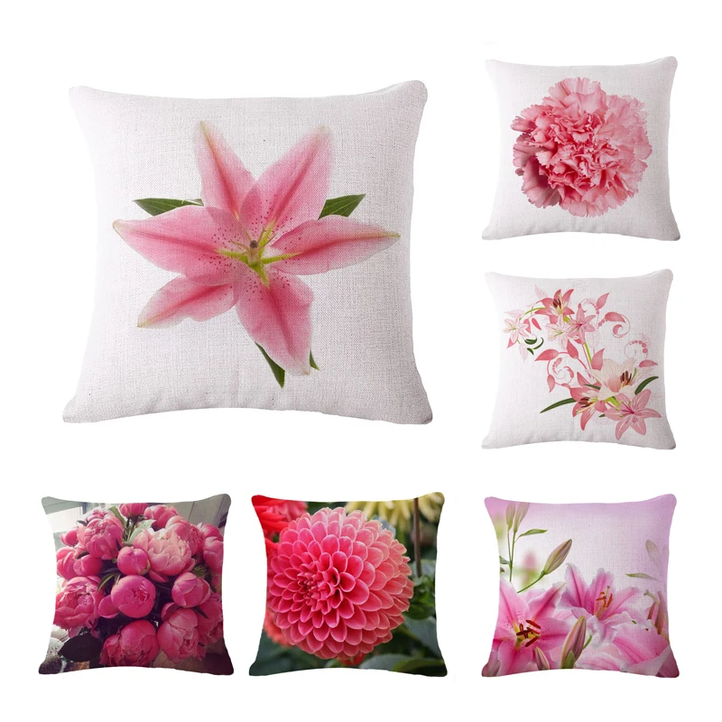 

Home Decor Cushion Cover Flower Throw Pillow Case Sofa Seat Cotton Linen Pillowcase Decorative Xmas Gifts