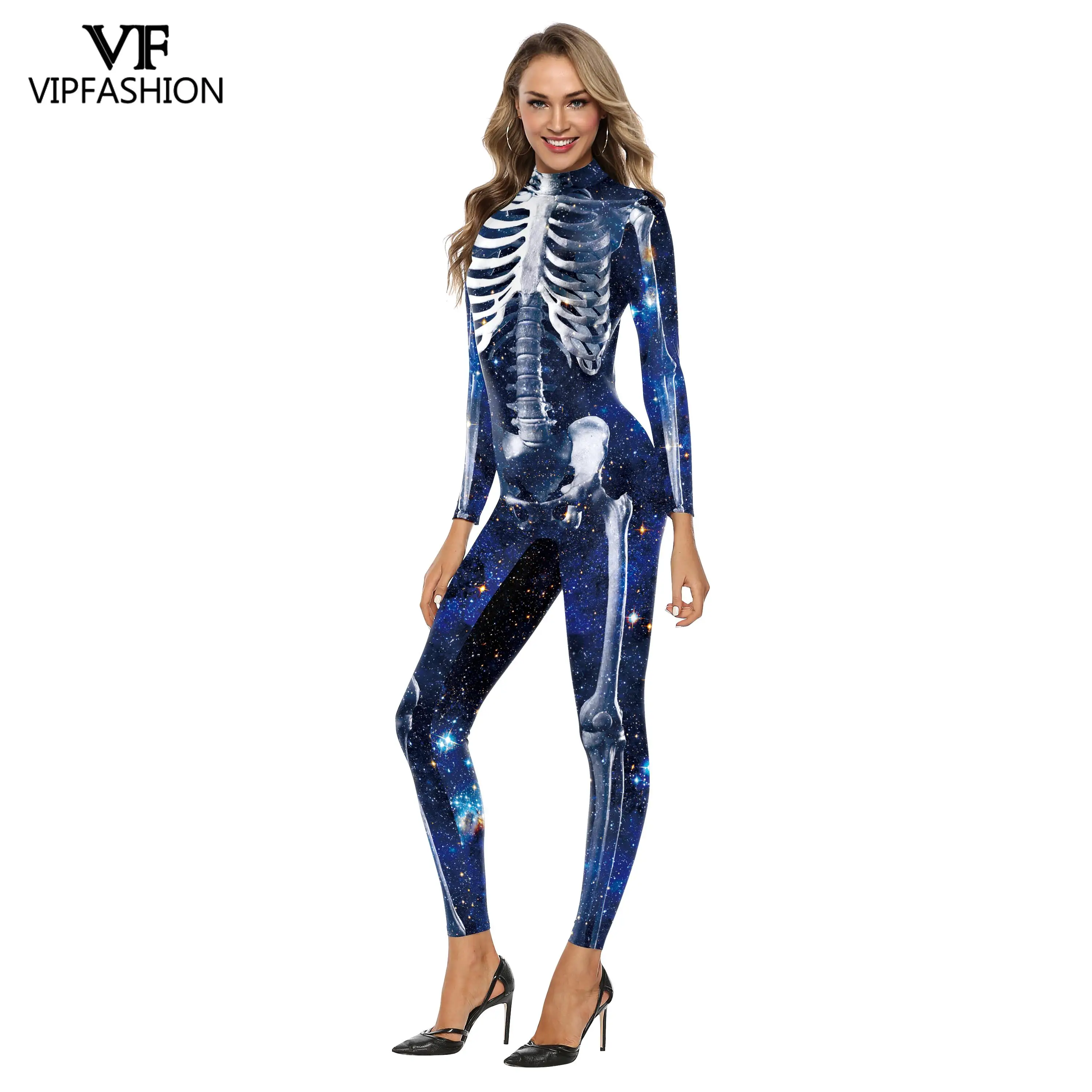 VIP Модный с принтом скелет для костюмированной вечеринки костюмы на Хэллоуин