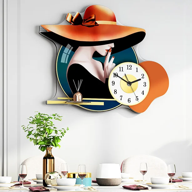 

Modern Design Wall Clock Large Art Geometric Simple Girl Kitchen Wall Clock Silent Acrylic Orloge Mural Bedroom Decor DM50WC