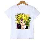 Футболка для мальчиков, белая рубашка с мультяшным японским аниме семи смертных грехов, детский топ с графическим принтом, в стиле хип-хоп