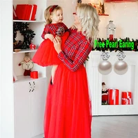 christmas mother daughter dresses mommy and me family matching outfits clothes winter girls plaid dress mom and daughter dress
