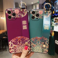 sumkeymi wrist strap phone holder case for iphone 13 pro max 7 8 plus 11 12 mini x xs xr chinese culture pattern tpu cover