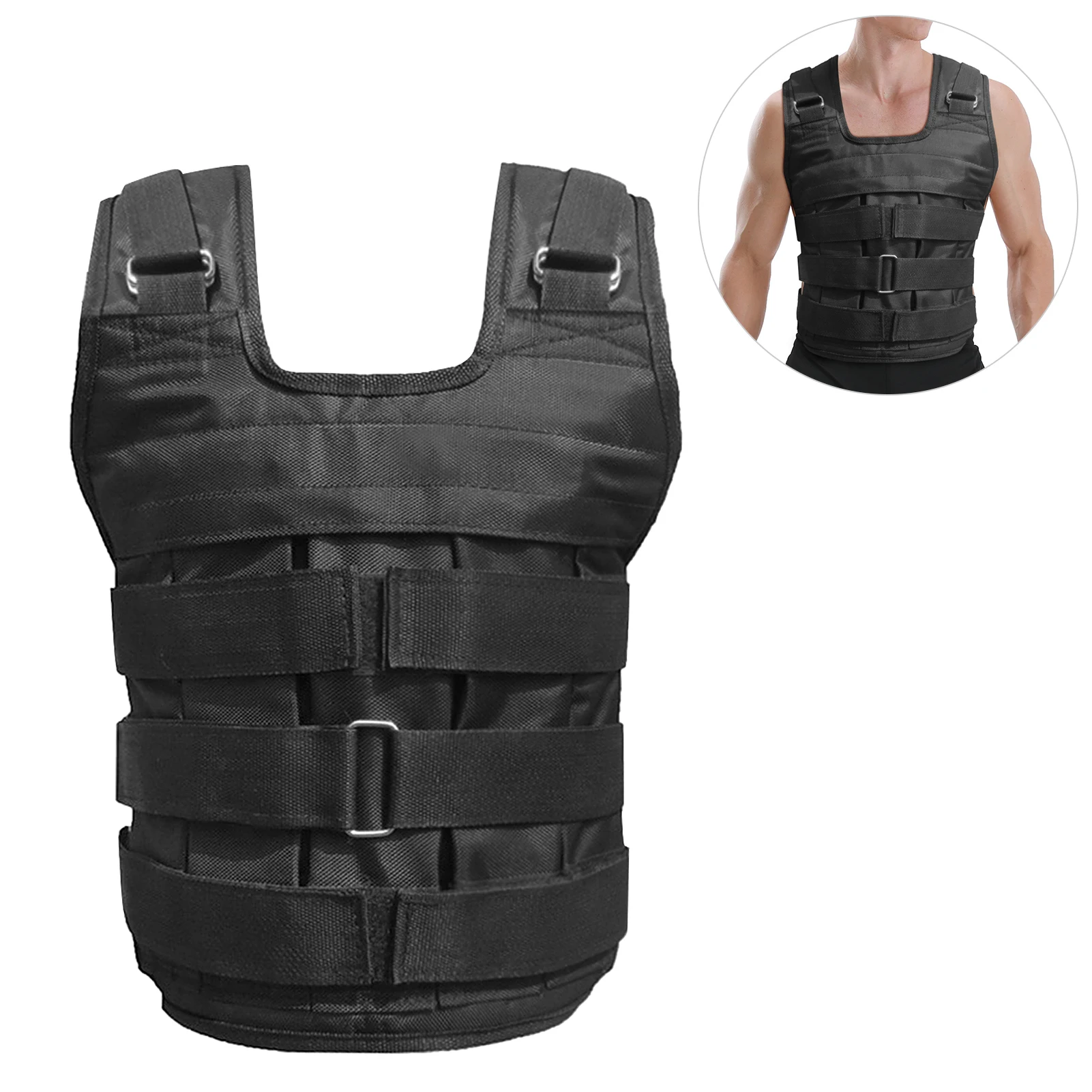 

Max Loading 50kg Adjustable Weighted Vest Weight Jacket Oxford Exercise Weight Loading Cloth Strength Training (Empty)