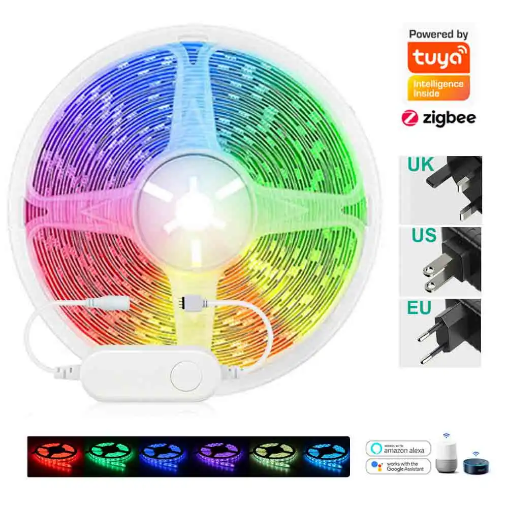 TUYA Zigbee светодиодные Управление DC12V 5 м 10 цветных (RGB) светодиодных лент 5050