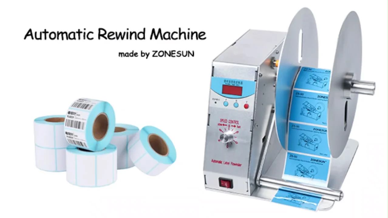 

ZONESUN Digital Automatic Label Rewinder Clothing Tags Barcode Stickers Winding Machine Volume Label For Supermarket