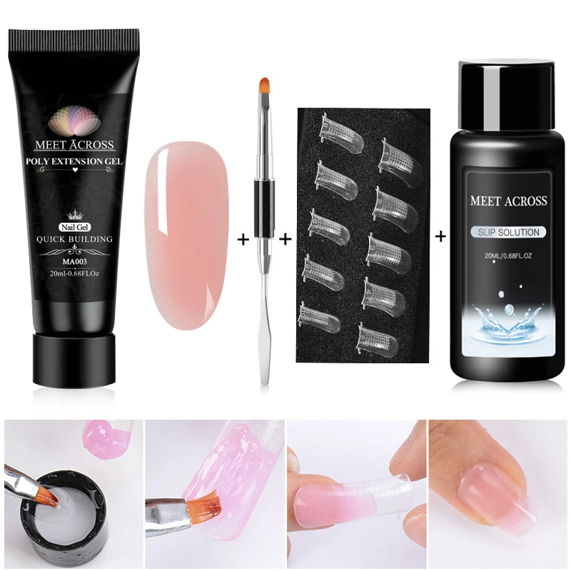 Многоцветные Гелевые наборы для наращивания ногтей французский лак прозрачный