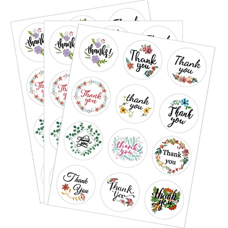 

500pcs natural vintage Kraft paper thank you for celebrating with us handmade sticker holiday festive party gift box decor seals