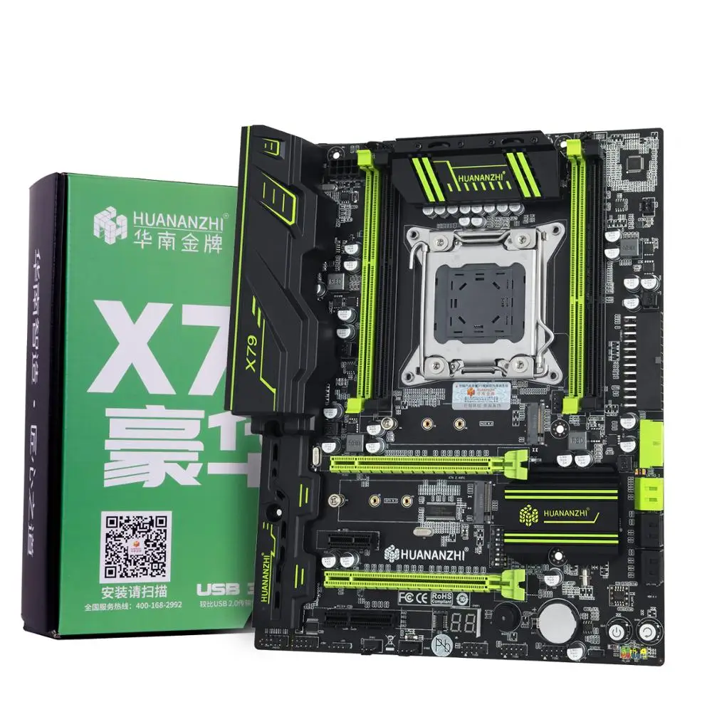 HUANANZHI X79 материнская плата LGA2011 ATX combos E5 2689 cpu 4 шт. x 16 ГБ = 64 DDR3 ram 1600 МГц PC3 12800R PCI-E NVME M.2