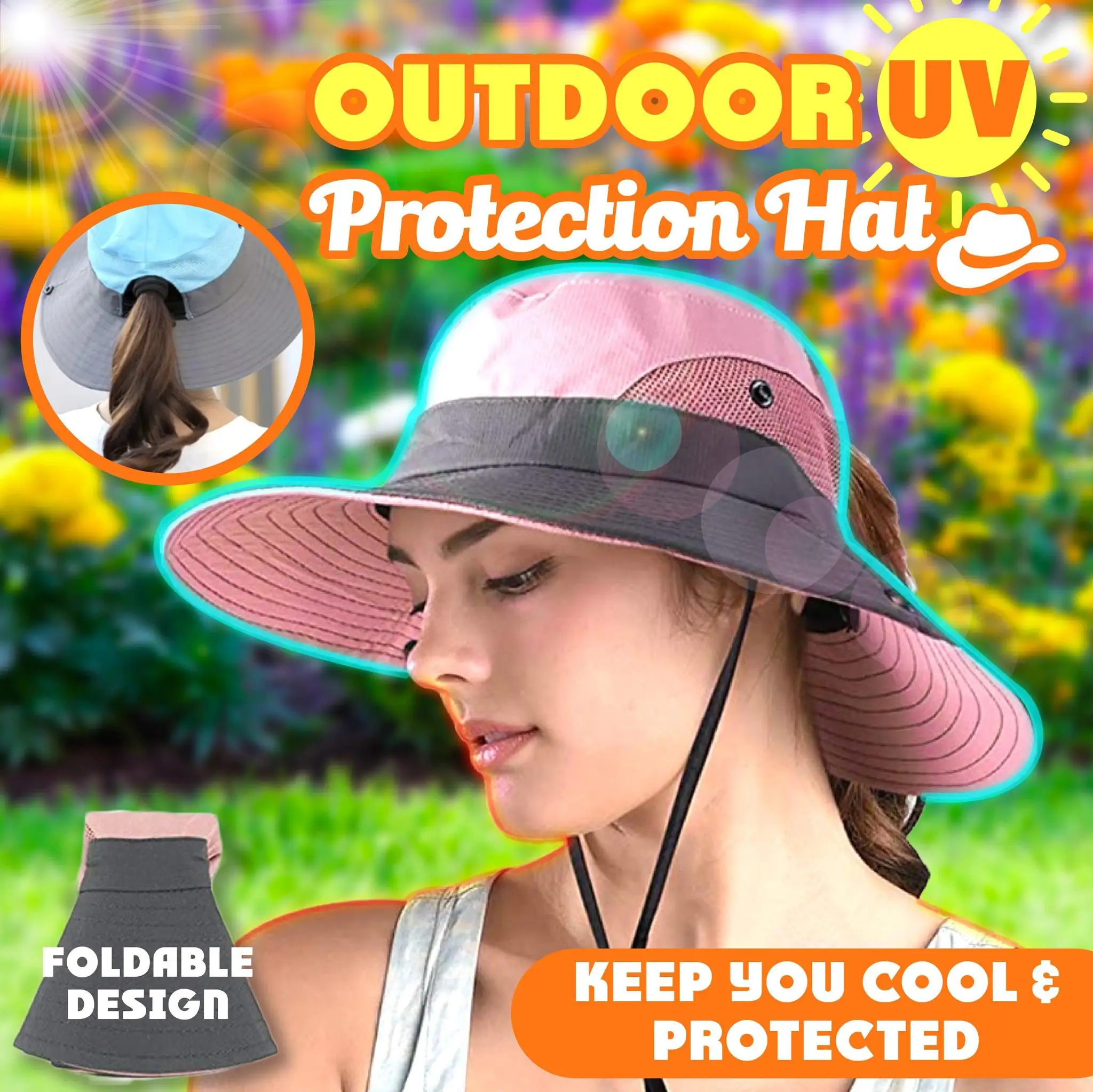 

Fishing Hat Sun UV Protection UPF 50+ Sun Hat Bucket Summer Men Women Large Wide Brim Bob Hiking Outdoor Hat with Chain Strap