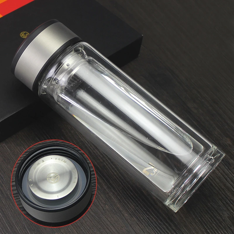 Термостойкая стеклянная чайная бутылка ситечко с фильтром и двойными стенками